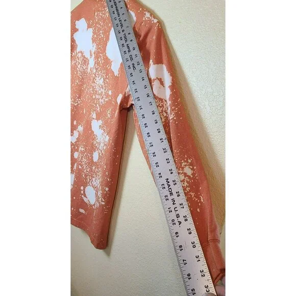 Carhartt Loose Fit T Shirt Men's SM Orange Long Sleeve Workwear Pocket Tie Dye - Picture 6 of 9